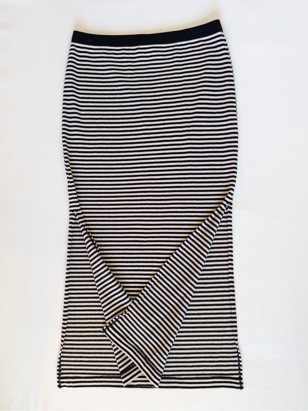 GAP Black White Striped Cotton Maxi Skirt Double Side Slit Stretch Y2K